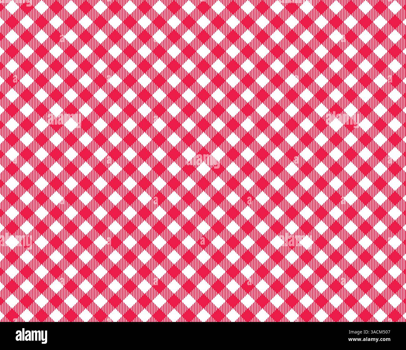 Motif traditionnel de nappe à carreaux diagonal en rouge et blanc comme fond rustique Banque D'Images