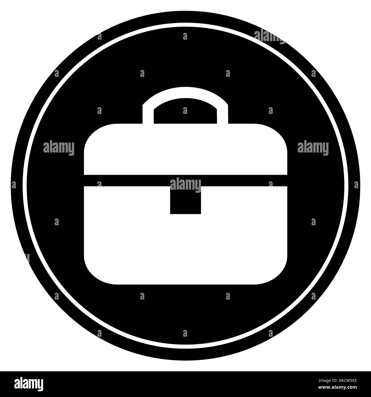 Bouton noir rond avec bord montre porte-documents - affaires, travaux ou travail au bureau Banque D'Images