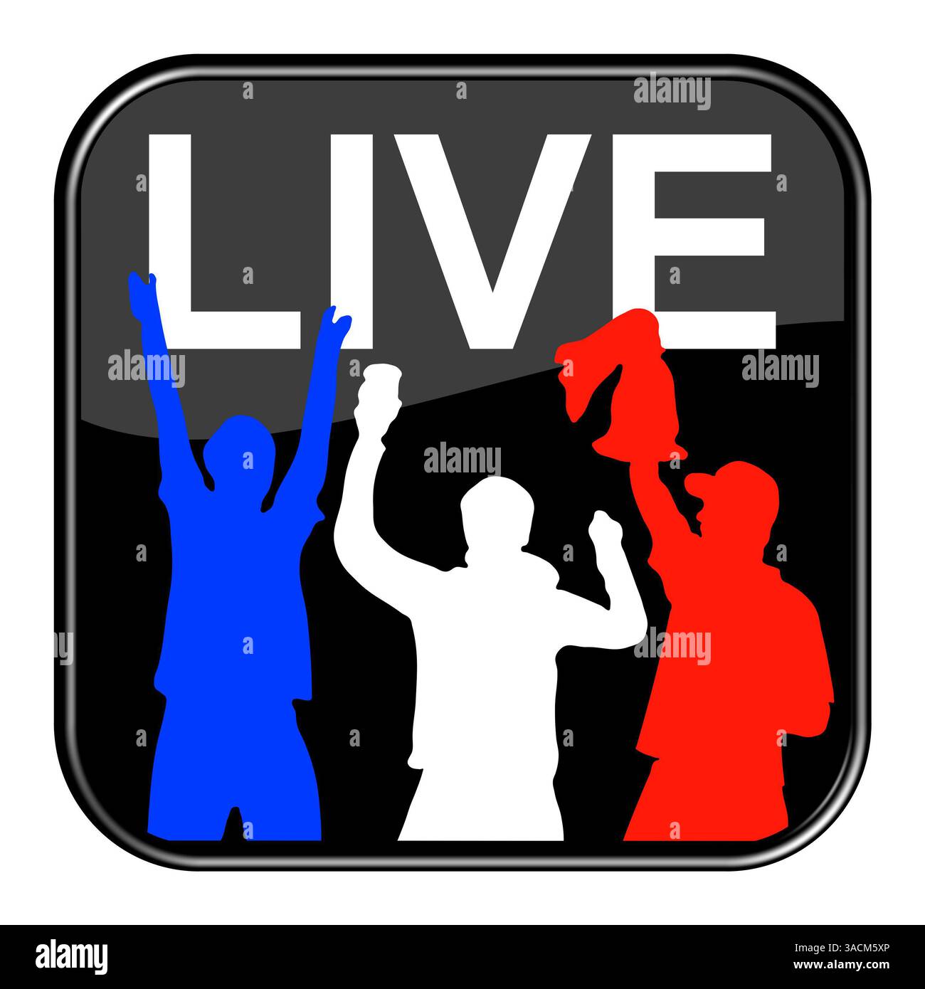 Le bouton noir isolé avec symbole montre le football en direct en France Banque D'Images