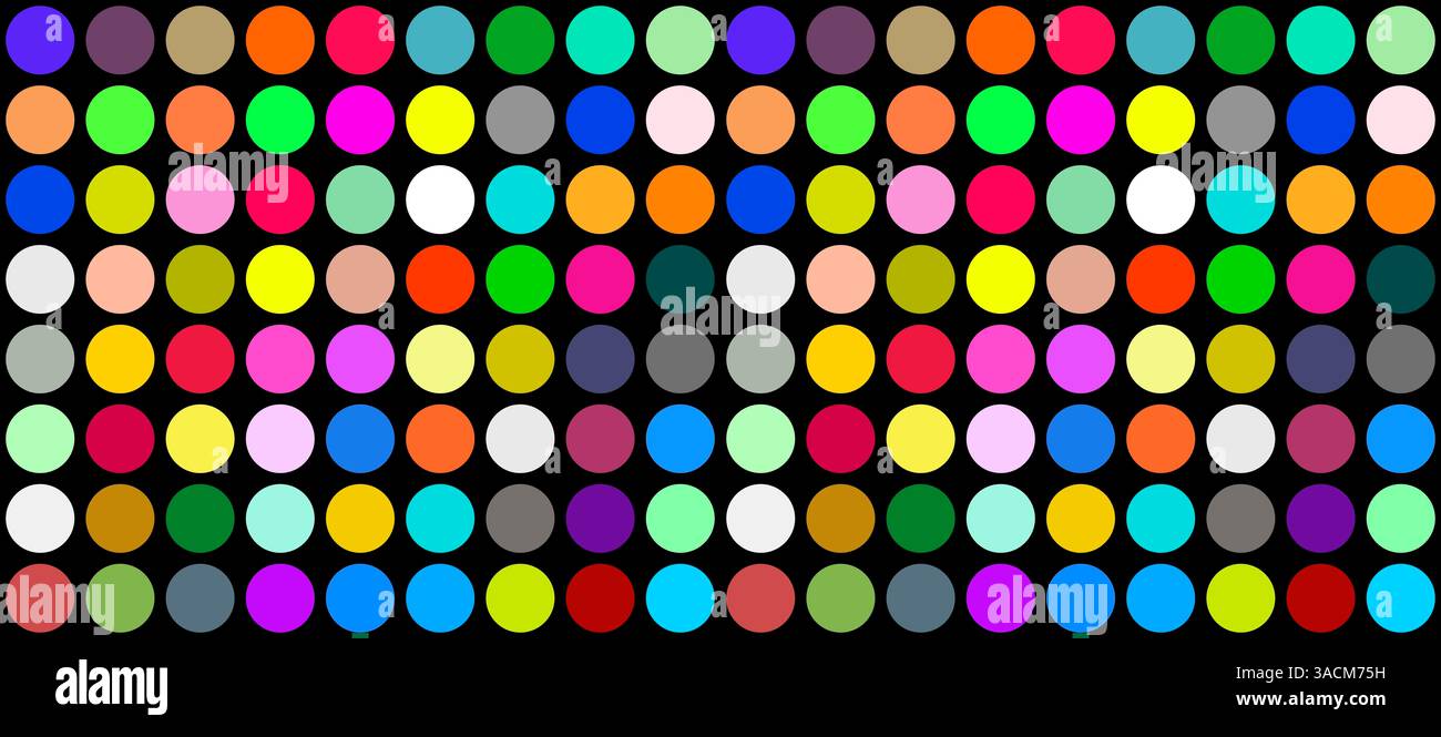 Bannière de fond noir avec beaucoup de points colorés Banque D'Images