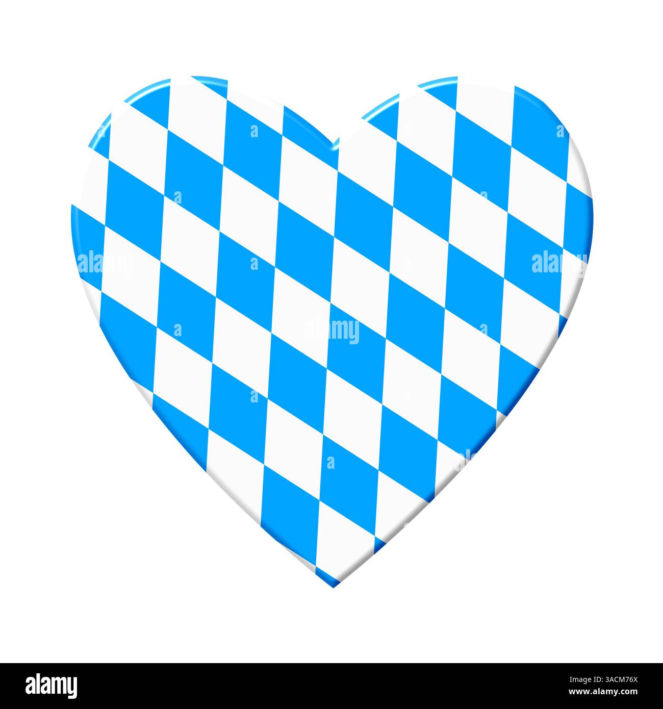 Coeur avec motif diamant bavarois en bleu et blanc comme symbole Banque D'Images