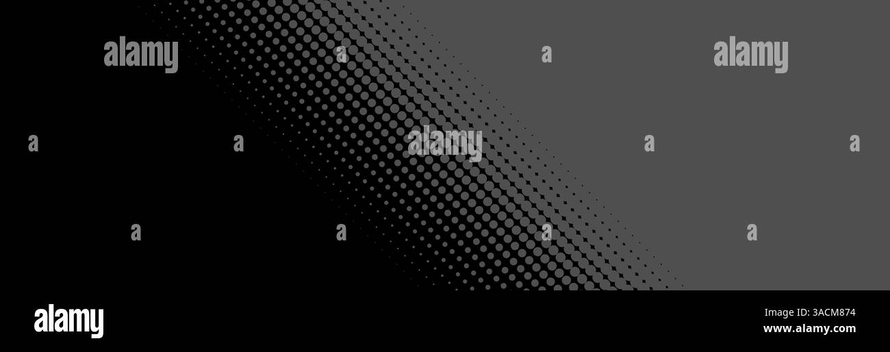 Modèle de bannière de mise en page - bandes en noir gris avec transition diagonale des points Banque D'Images