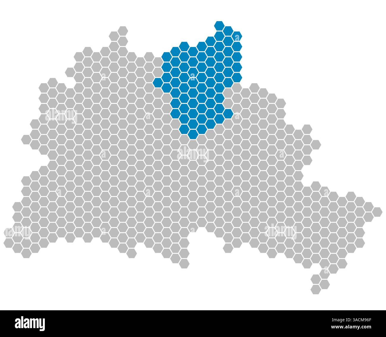 Série : carte de Berlin à partir d'hexagones gris avec marquage bleu du quartier Pankow Banque D'Images
