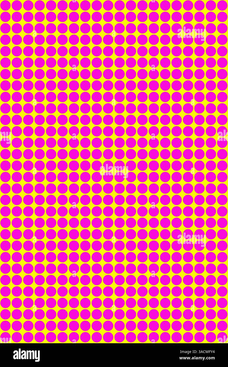 Fond sans couture avec des points roses sur jaune Banque D'Images