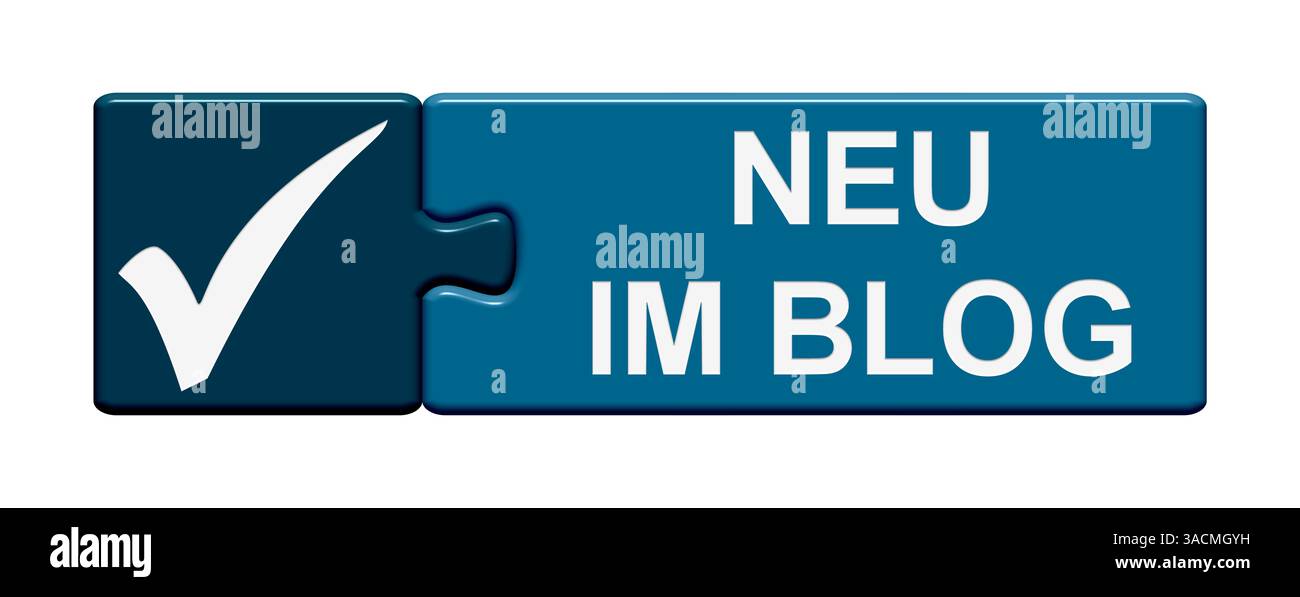 Puzzle bouton fait de deux pièces montre nouveau dans le blog Banque D'Images