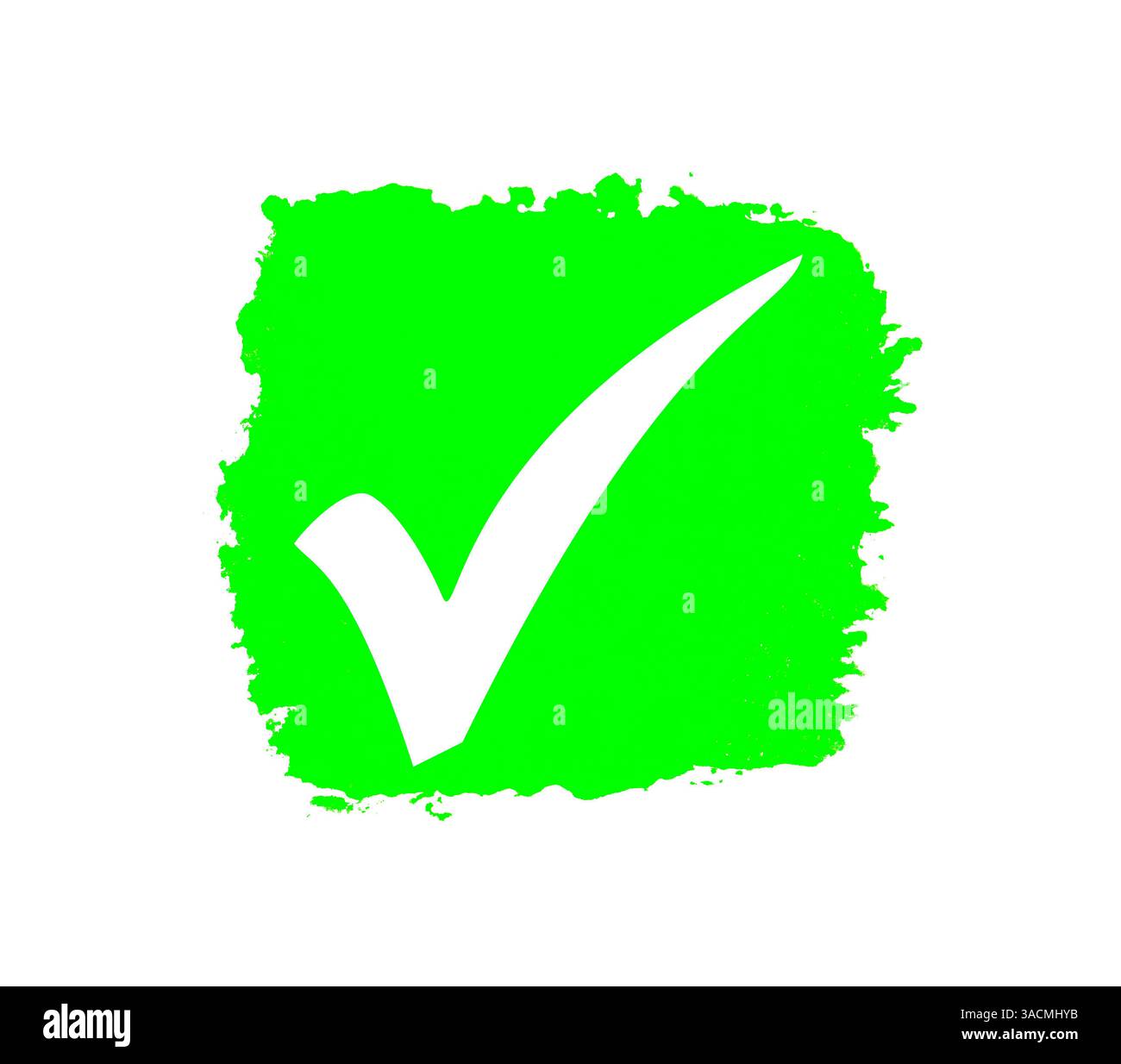 Point de couleur isolé vert avec un symbole de coche comme signe de confirmation vérifier ou vérifier Banque D'Images