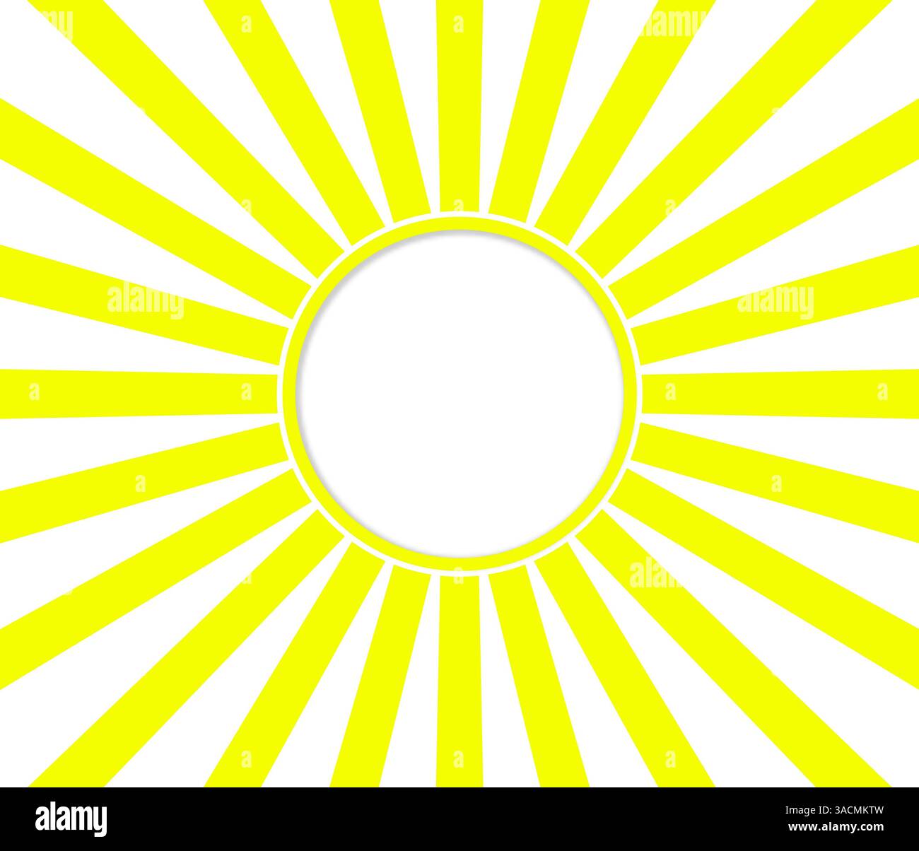 Motif de rayons avec des rayons en jaune et blanc et un cercle vide au centre avec un espace de texte Banque D'Images