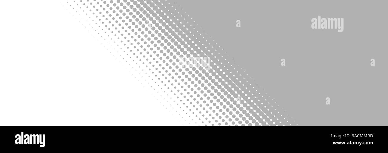 Modèle de bannière de mise en page - bandes en gris blanc avec transition diagonale de points Banque D'Images