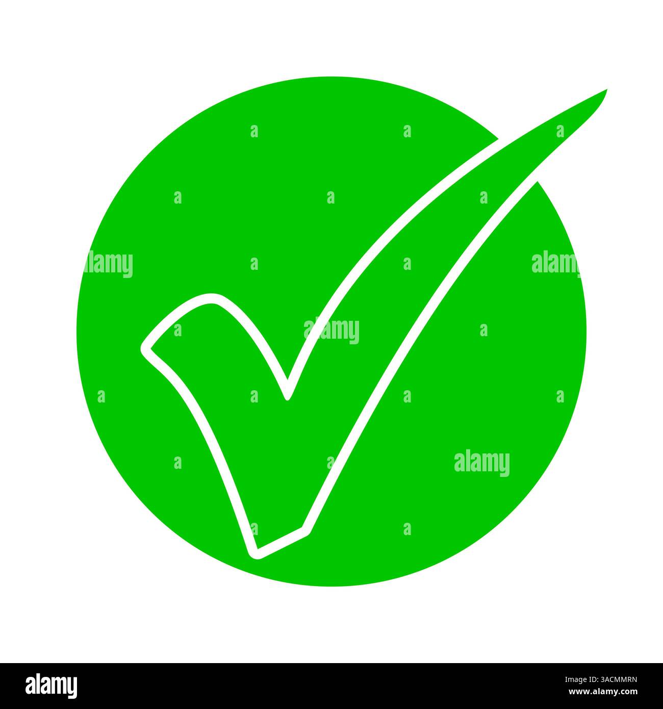 Bouton vert avec une coche pour confirmer, cocher, cocher ou accepter Banque D'Images