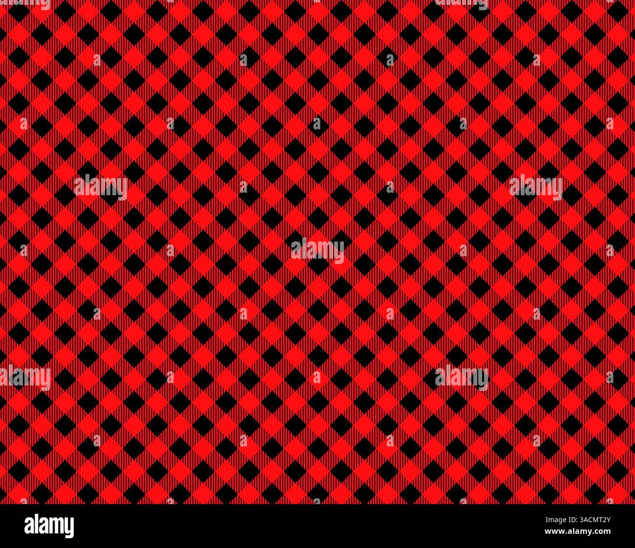 Motif de nappe diagonale avec carreaux rouges et noirs comme fond traditionnel Banque D'Images