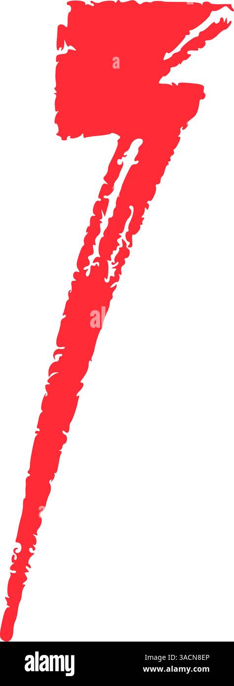 Griffonnage rouge dessiné à la main, éclair, crayon tonnerre tonnerre avec ambiance rock. Illustration vectorielle plate isolée sur fond blanc Illustration de Vecteur