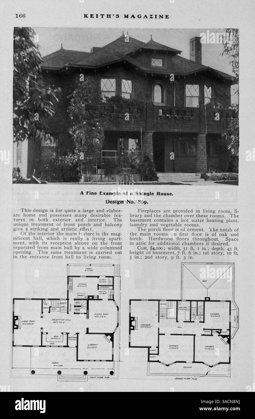 Keith's Magazine, créé en 1904, présente des articles sur la construction de maisons, les matériaux de construction et la décoration intérieure. Publié mensuellement par Walter J. Keith et Max L. Keith, il présente des conceptions architecturales, des plans d'étage et des coûts de construction de maisons, églises, écoles et autres structures. Vol. 11 No. 4 manque les pages 209, 210, 215 et 216. Banque D'Images