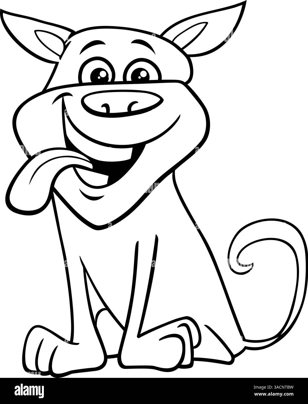 Illustration de bande dessinée de la page de coloriage drôle de personnage d'animal de chien brun Illustration de Vecteur