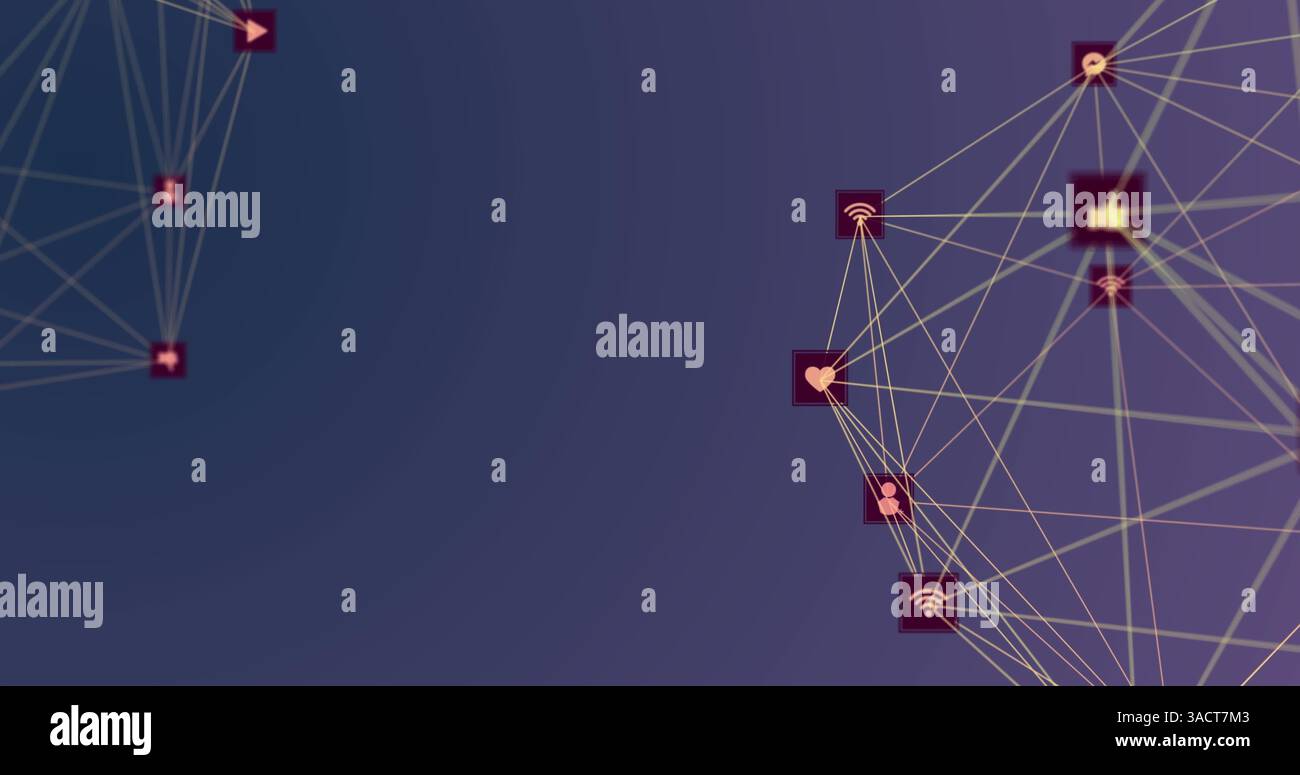 Illustration du réseau de connexions avec icônes Banque D'Images