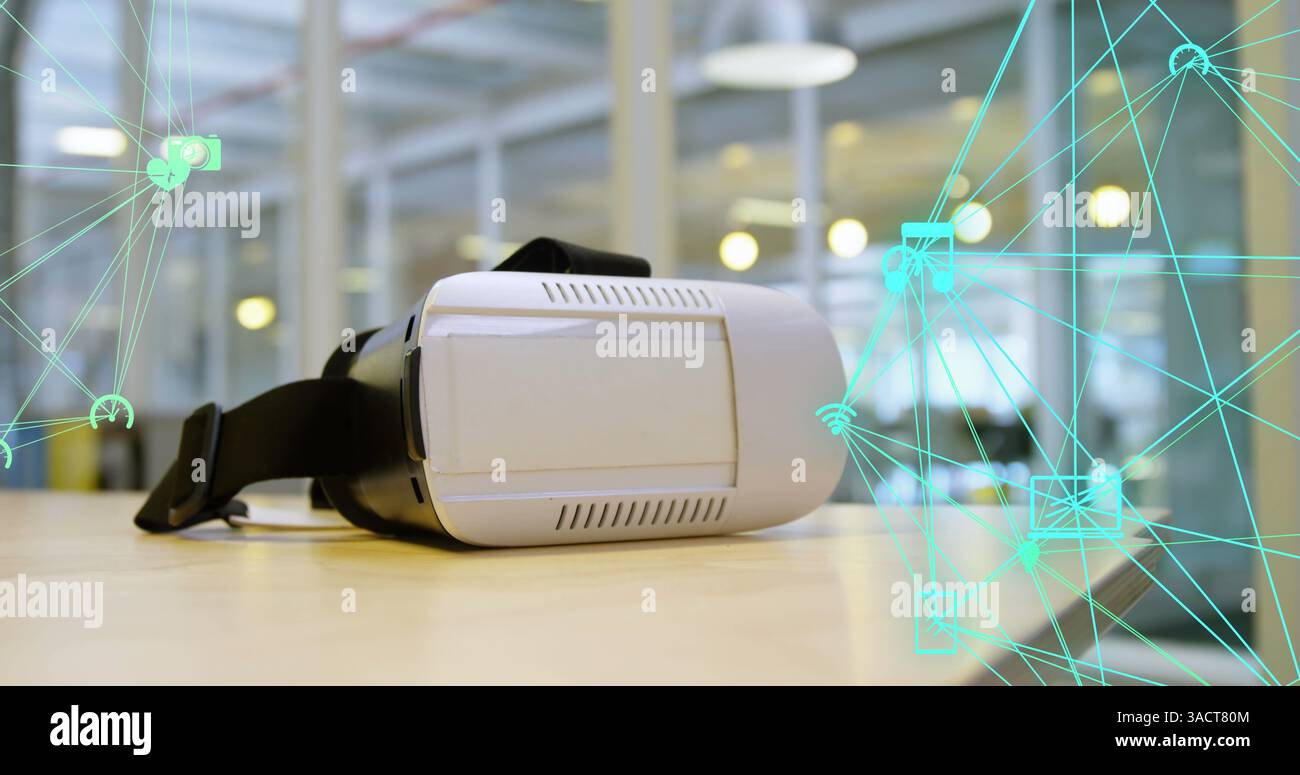 Image du réseau de connexions sur casque vr Banque D'Images