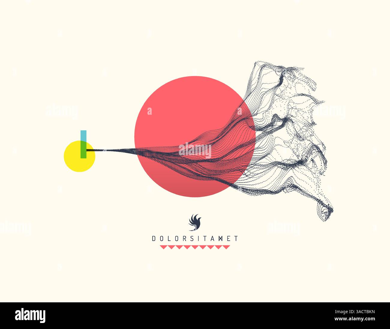 Art abstrait de style japonais. Réseau avec particules émises dynamiques. Imitation eau-éclaboussure. La science moderne. Illustration vectorielle. Illustration de Vecteur