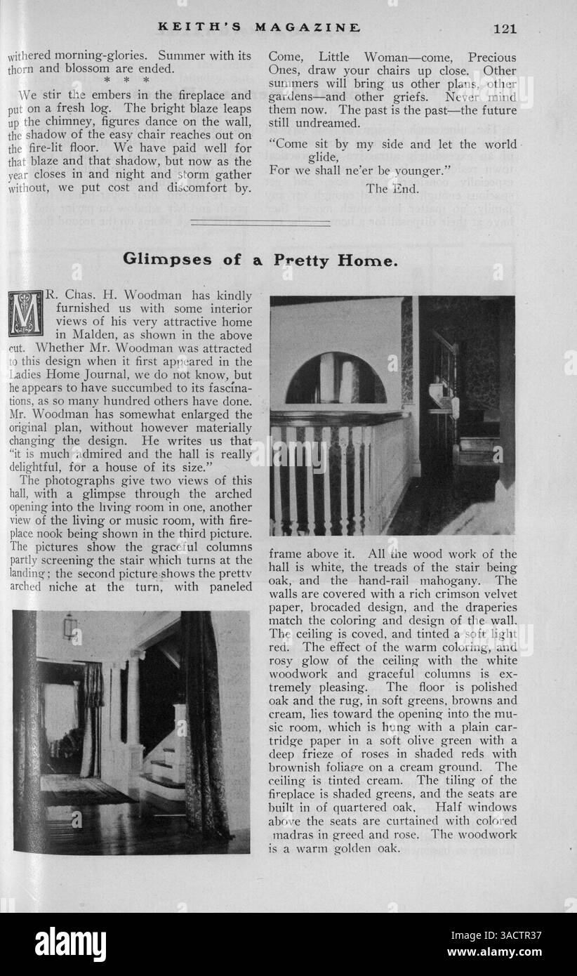 Le magazine Walter J. Keith, publié en 1903, proposait des plans détaillés pour les maisons, les écoles et les églises, y compris les plans d'étage, les estimations de coûts, et conseils de construction. Chaque numéro mensuel présentait les nouvelles tendances en architecture, en design d'intérieur et en aménagement paysager, et fournissait des informations utiles sur les matériaux de construction et l'ameublement, certains volumes faisant état de pages manquantes. Banque D'Images
