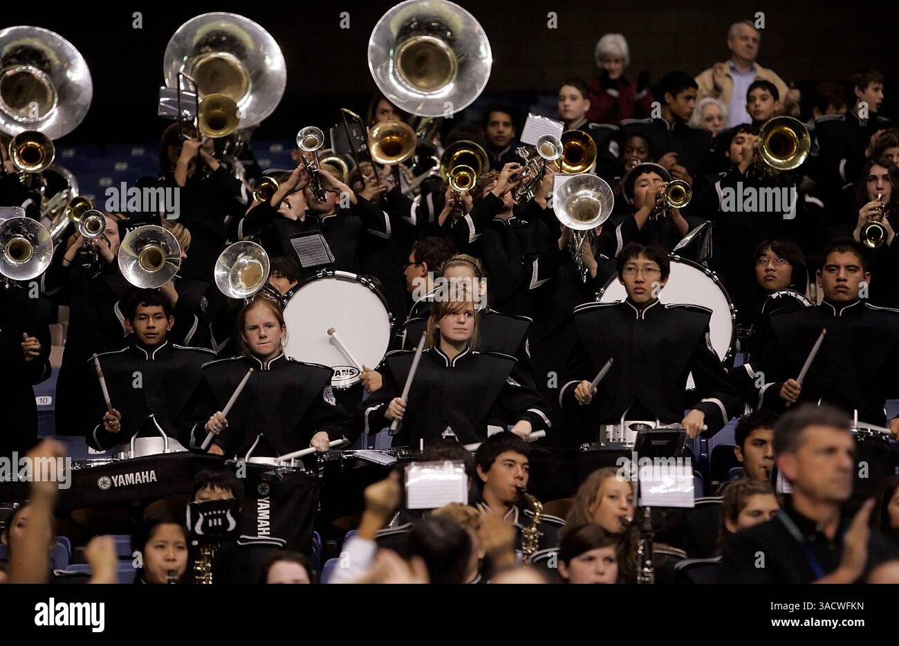 Le Clark High School Band se produit pour célébrer la victoire de son équipe de football sur Madison 28-21 à l'Alamodome le 21 novembre 2008. Kin Man hui/kmhui@express-news.net (image crédit : San Antonio Express-News/ZUMAPRESS.com) Banque D'Images
