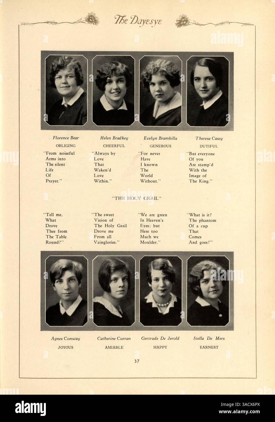Cette édition de 'Dayesye' de la formation Margaret's Academy, 1928, présente des portraits d'étudiants, des temps forts de la faculté, des événements sportifs, et les activités du club, documentant l'année académique 1927-1928. Banque D'Images