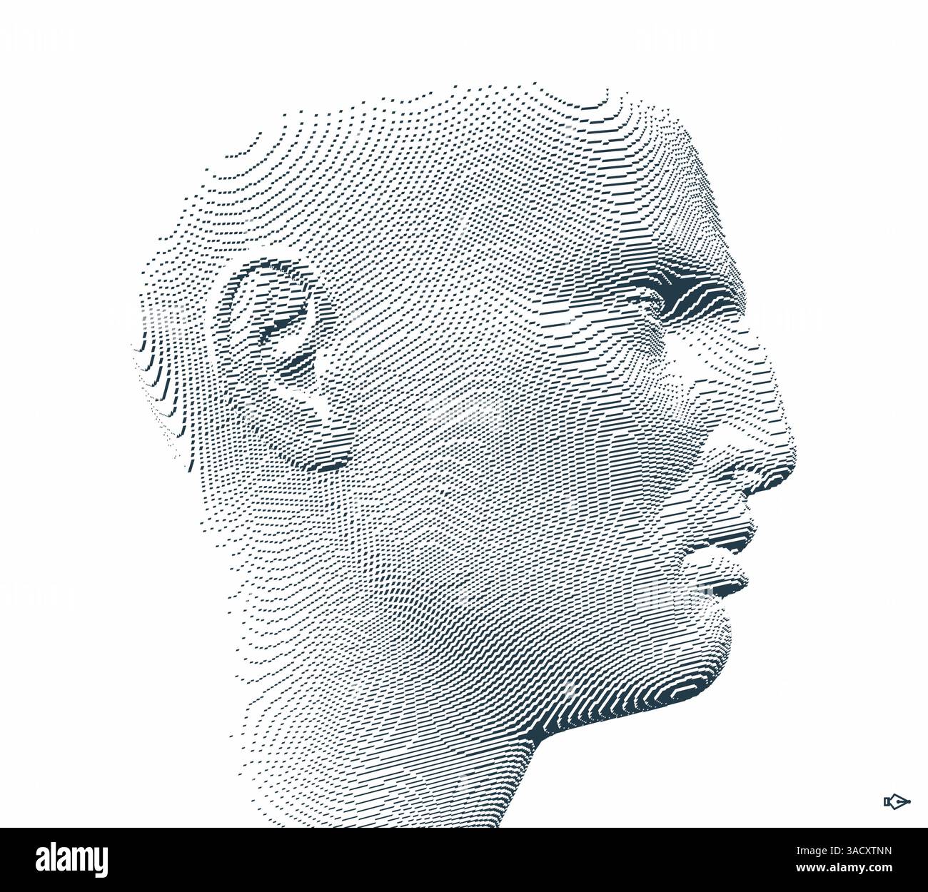 Gros plan vue latérale profil portrait de l'homme. face voxélisée 3d. Illustration vectorielle. Conception pour présentations, flyers ou affiches. Illustration de Vecteur