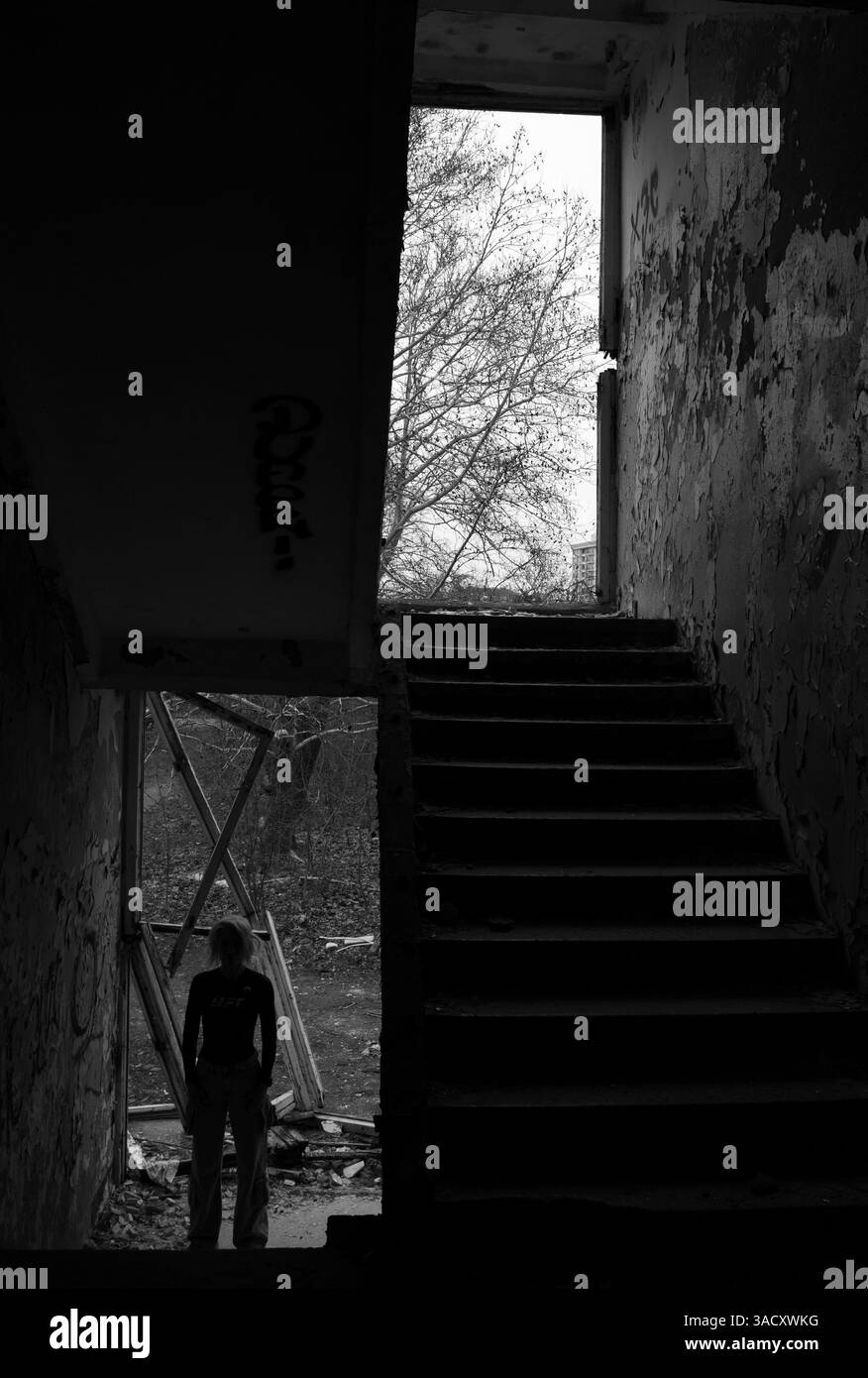 Le mystère du bâtiment abandonné Banque D'Images