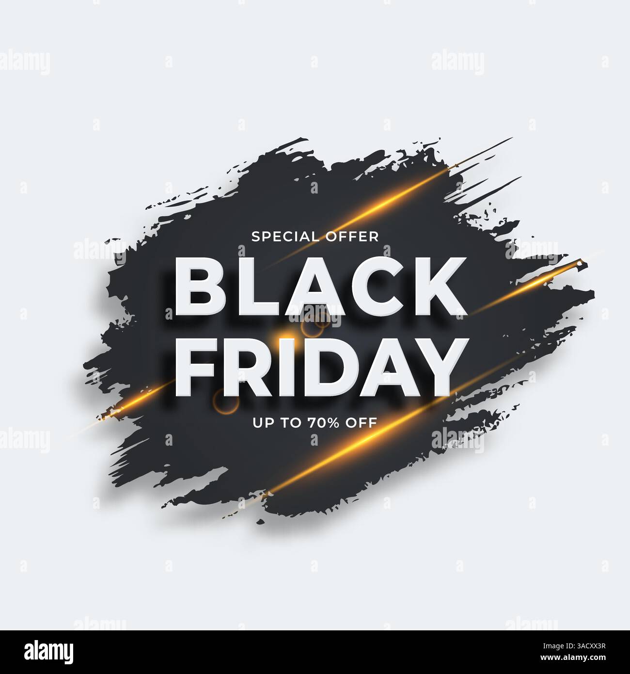 Coup de pinceau noir avec évasement. Modèle de vecteur de vente de vendredi noir. Cadre de bordure Illustration de Vecteur