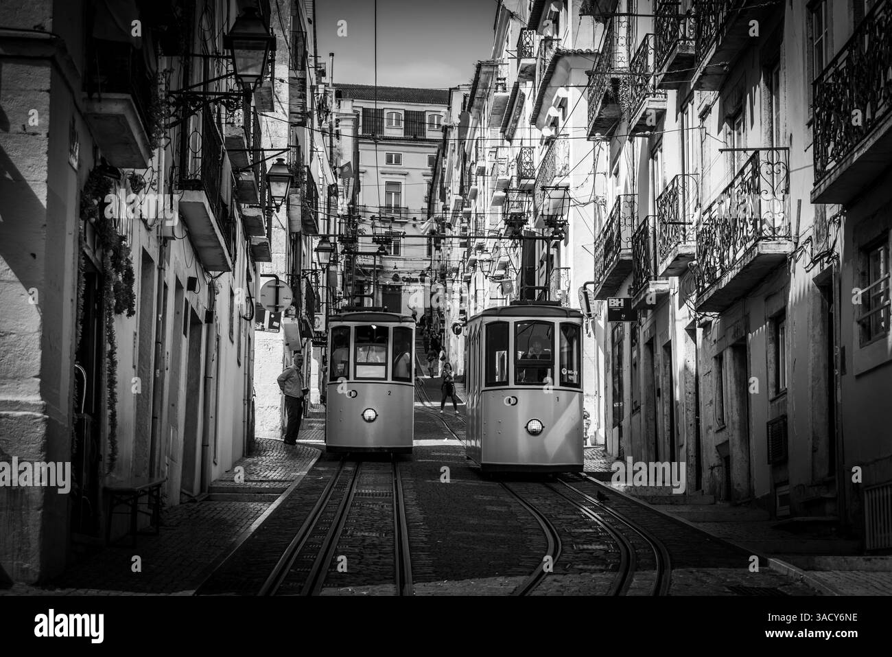 Lisboa, Portugal, funiculaire historique da Bica dans la vieille ville de Lisboa, Portugal Banque D'Images