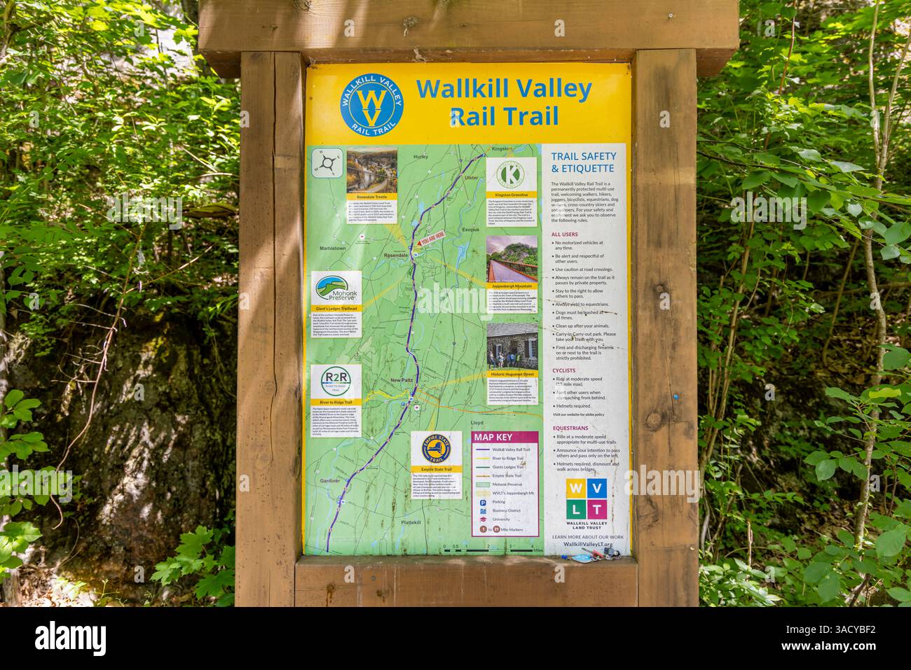 Carte des sentiers de Walllkill Valley, ny Banque D'Images