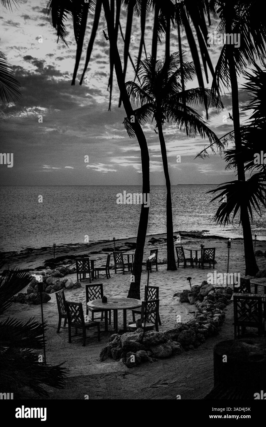 États-Unis, Floride, Little Palm Island. Dîner sur la plage. (Usage éditorial uniquement) Banque D'Images États-Unis, Floride, Little Palm Island. Dîner sur la plage. (Usage éditorial uniquement) Banque D'Images