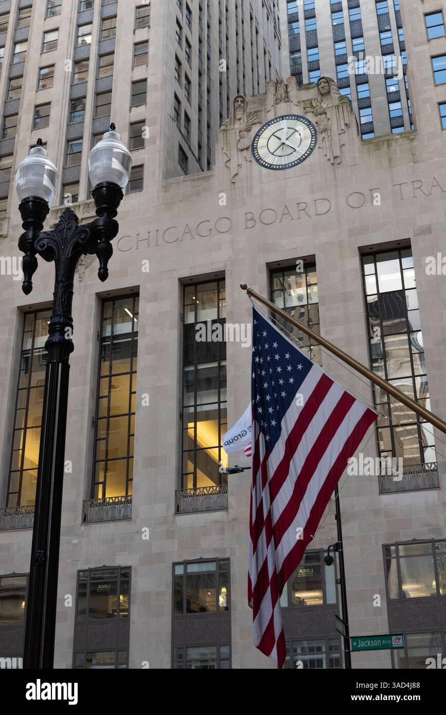 Chicago Board of Trade Building à Chicago Loop, style Art déco construit en 1930. (Usage éditorial uniquement) Banque D'Images
