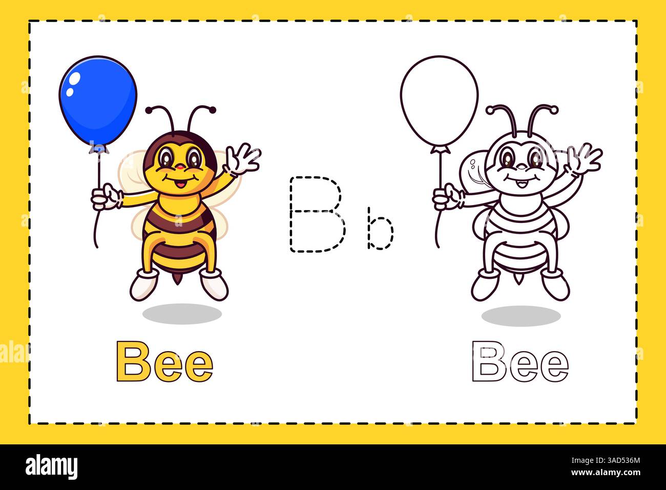 Page de coloriage mignon et feuille de travail d'écriture pour la pratique enfant, apprentissage de coloriage et écriture Flashcards illustration vectorielle Illustration de Vecteur