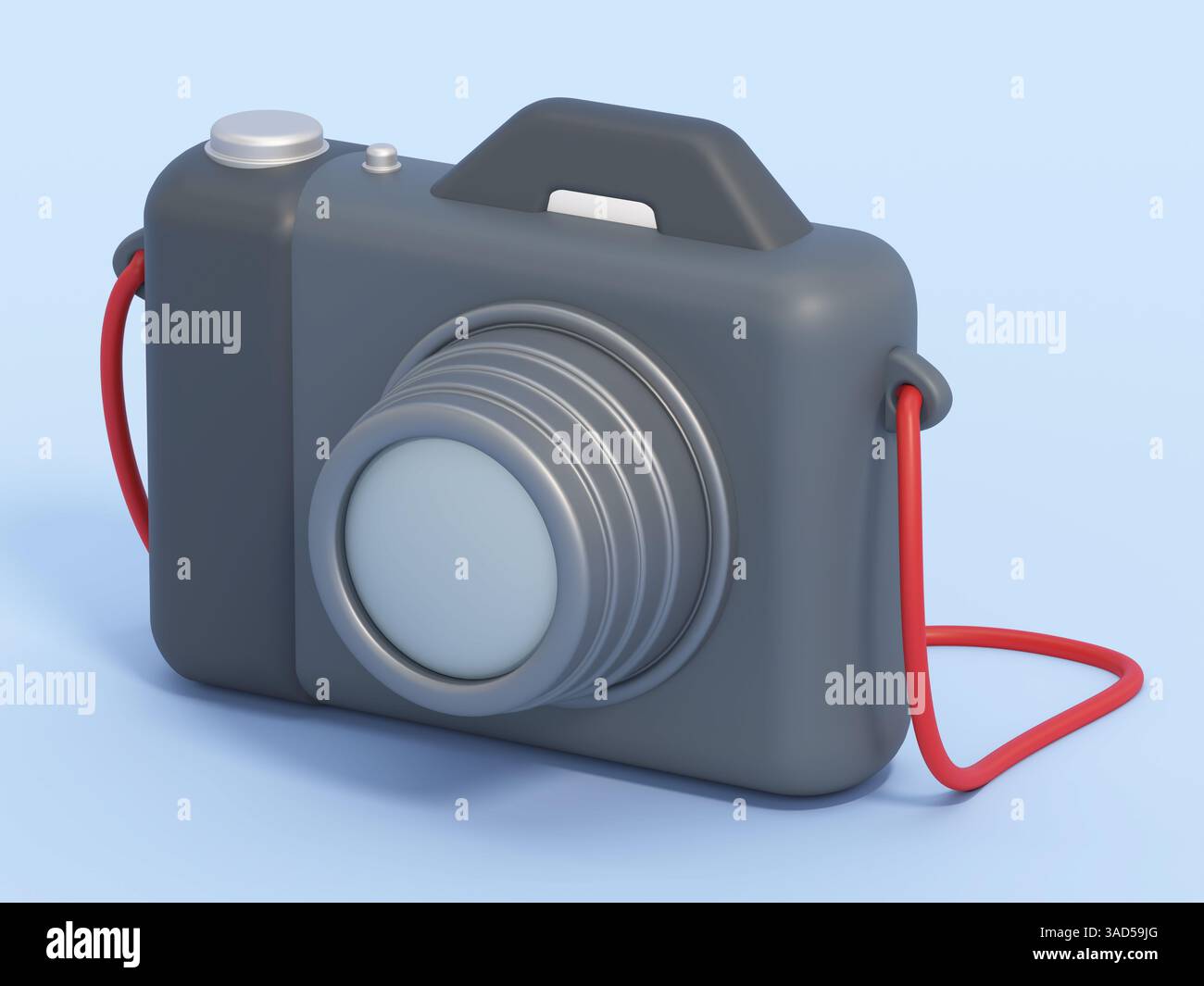 Appareil photo de dessin animé solated sur fond bleu. Illustration 3D. Banque D'Images