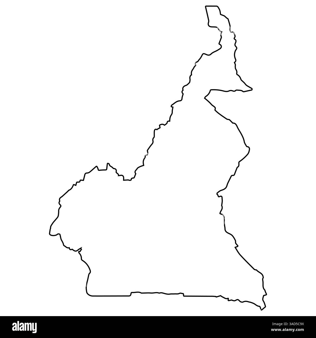 Cameroun Outline Map, frontière géographique de la nation centrafricaine Illustration de Vecteur