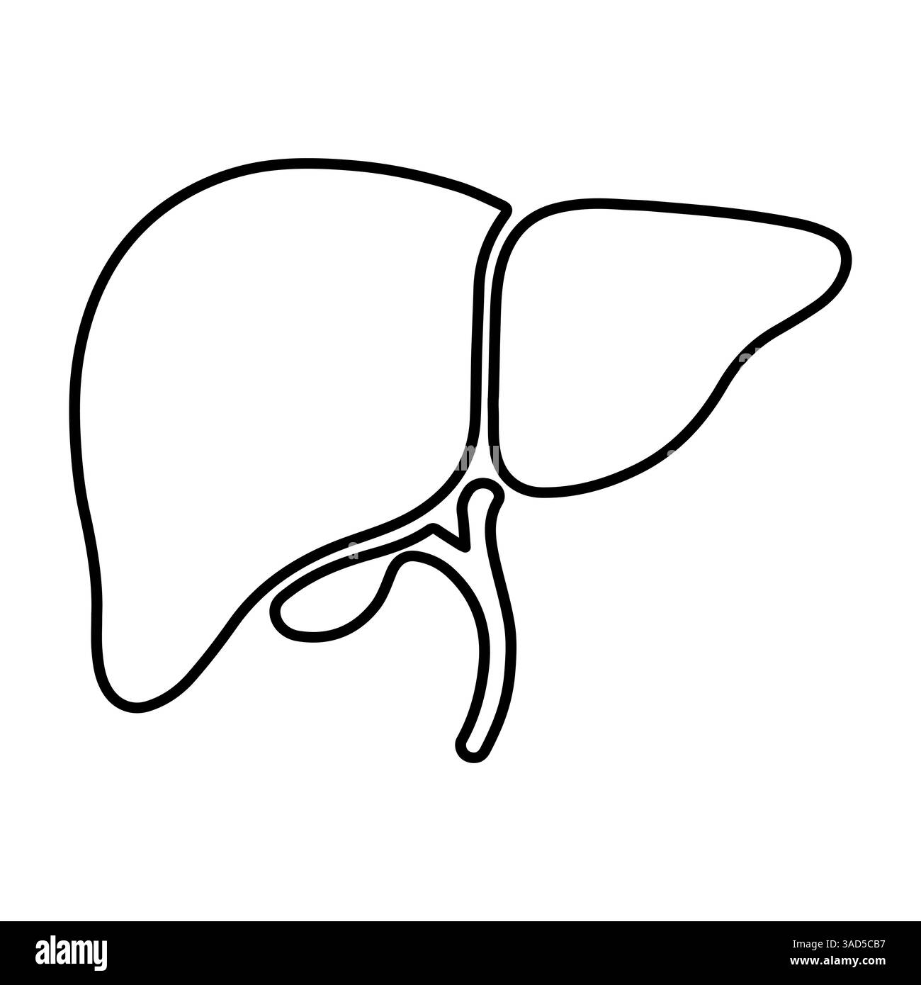 Icône de foie noir minimaliste, vésicule biliaire incluse, anatomie, symbole de soins de santé Illustration de Vecteur