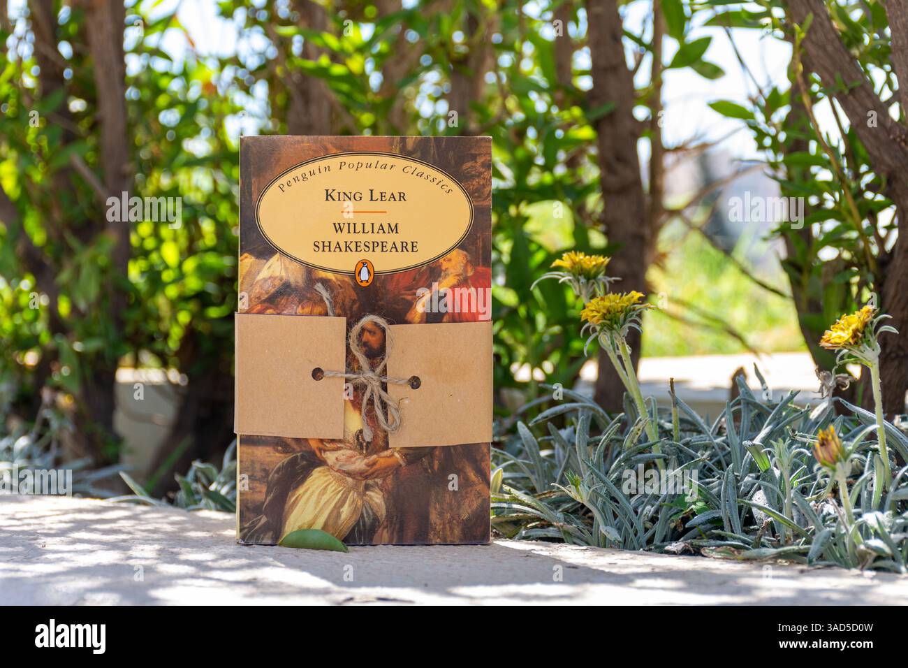 Gros plan de King Lear Play in the Garden de William Shakespeare. Banque D'Images