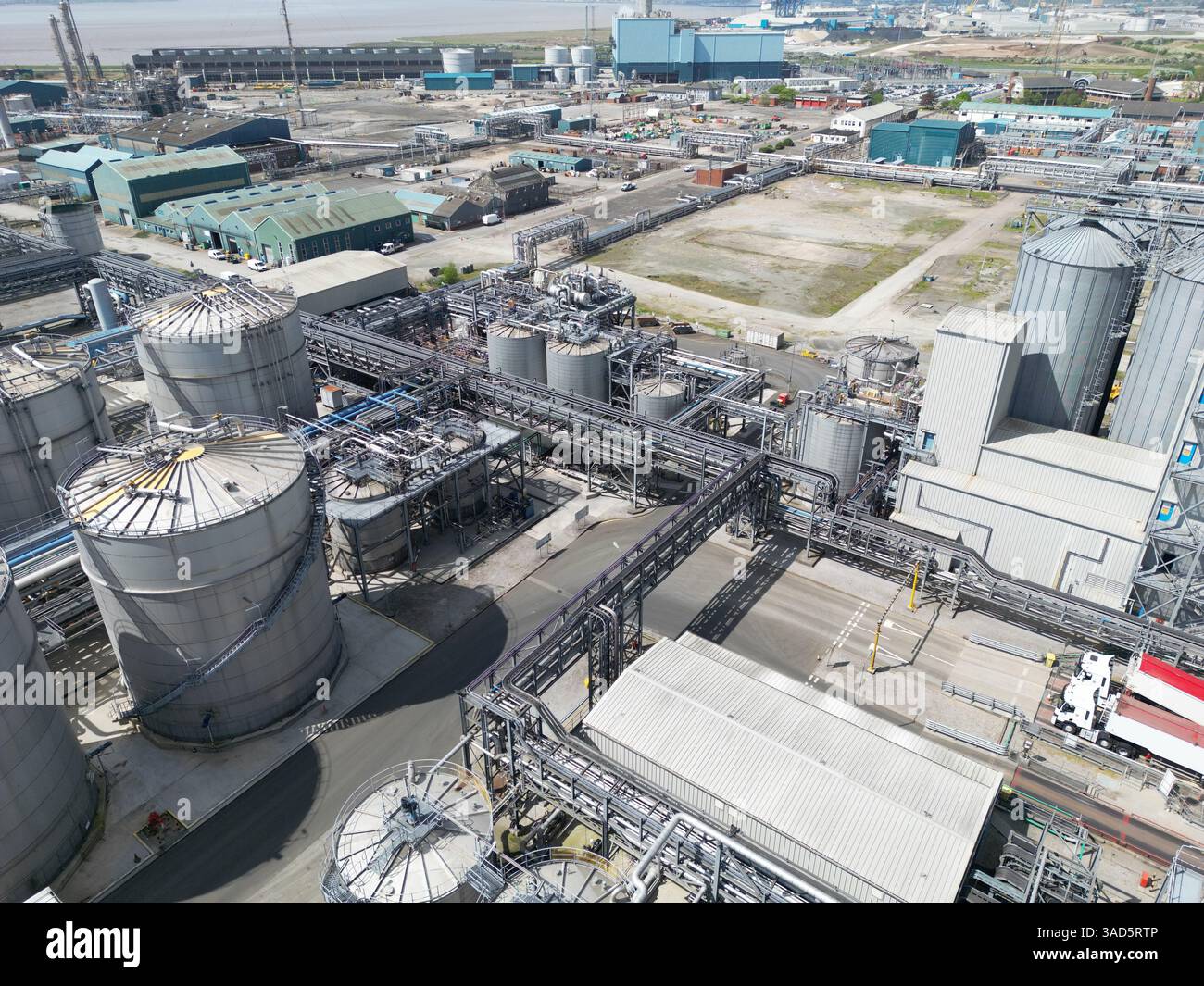 Vue aérienne de Saltend Chemicals Park, Hull. Produits chimiques les activités d'énergie renouvelable au cœur de la transition énergétique du Royaume-Uni vers une empreinte carbone zéro Banque D'Images
