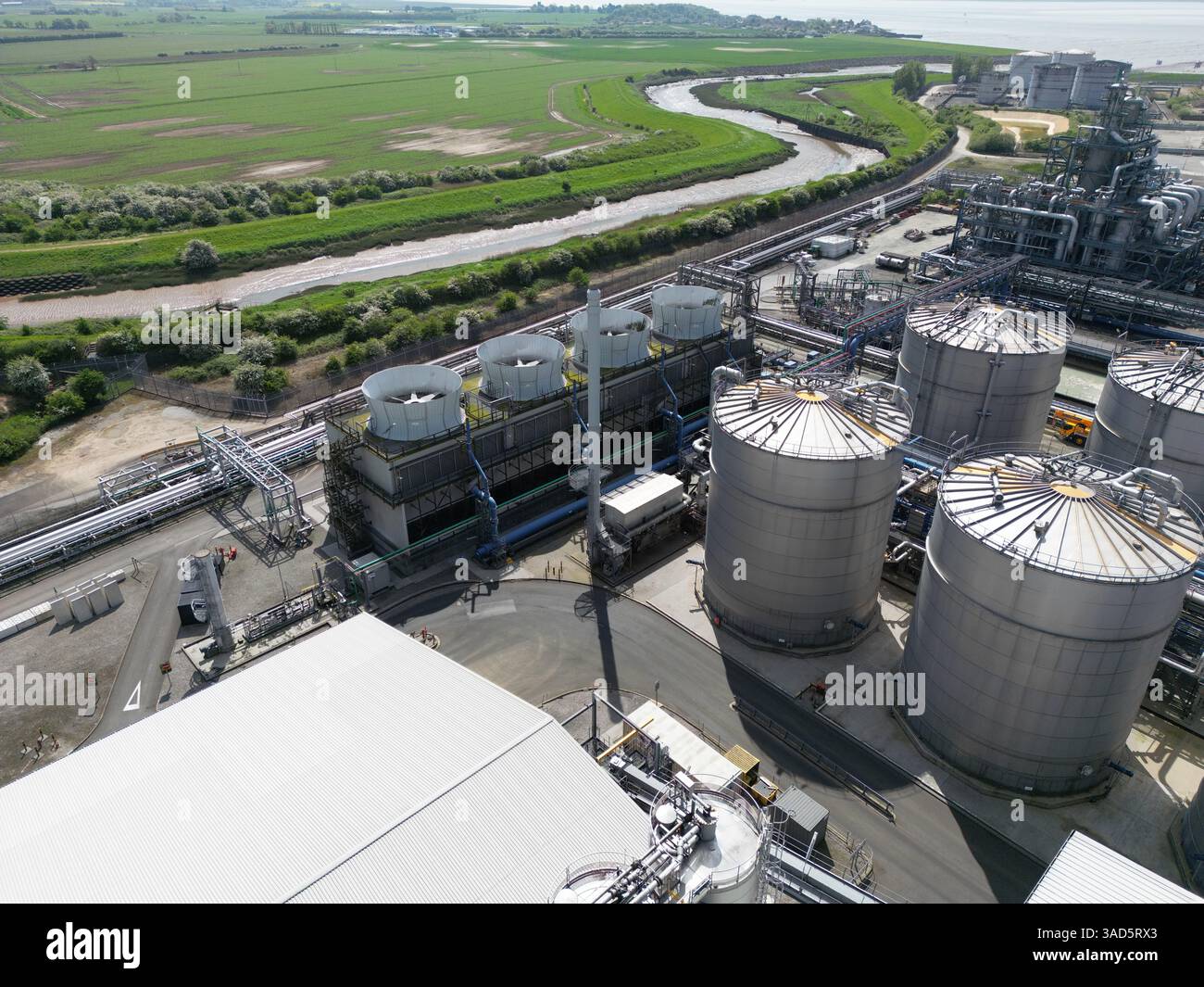 Vue aérienne de Saltend Chemicals Park, Hull. Produits chimiques les activités d'énergie renouvelable au cœur de la transition énergétique du Royaume-Uni vers une empreinte carbone zéro Banque D'Images