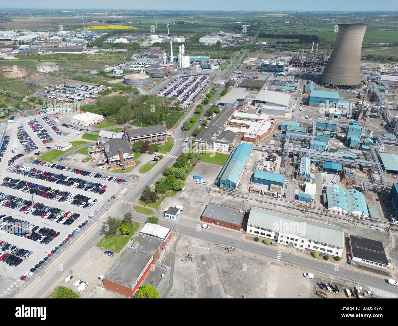 Vue aérienne de Saltend Chemicals Park, Hull. Produits chimiques les activités d'énergie renouvelable au cœur de la transition énergétique du Royaume-Uni vers une empreinte carbone zéro Banque D'Images