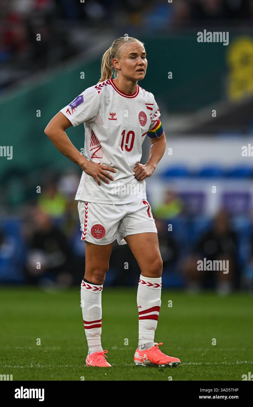 Pays de Galles femmes vs Danemark femmes. UEFA Women's Nations League Group A4. 04/04/25 Cardiff City Stadium, Cardiff pays de Galles - Danemark femmes Banque D'Images