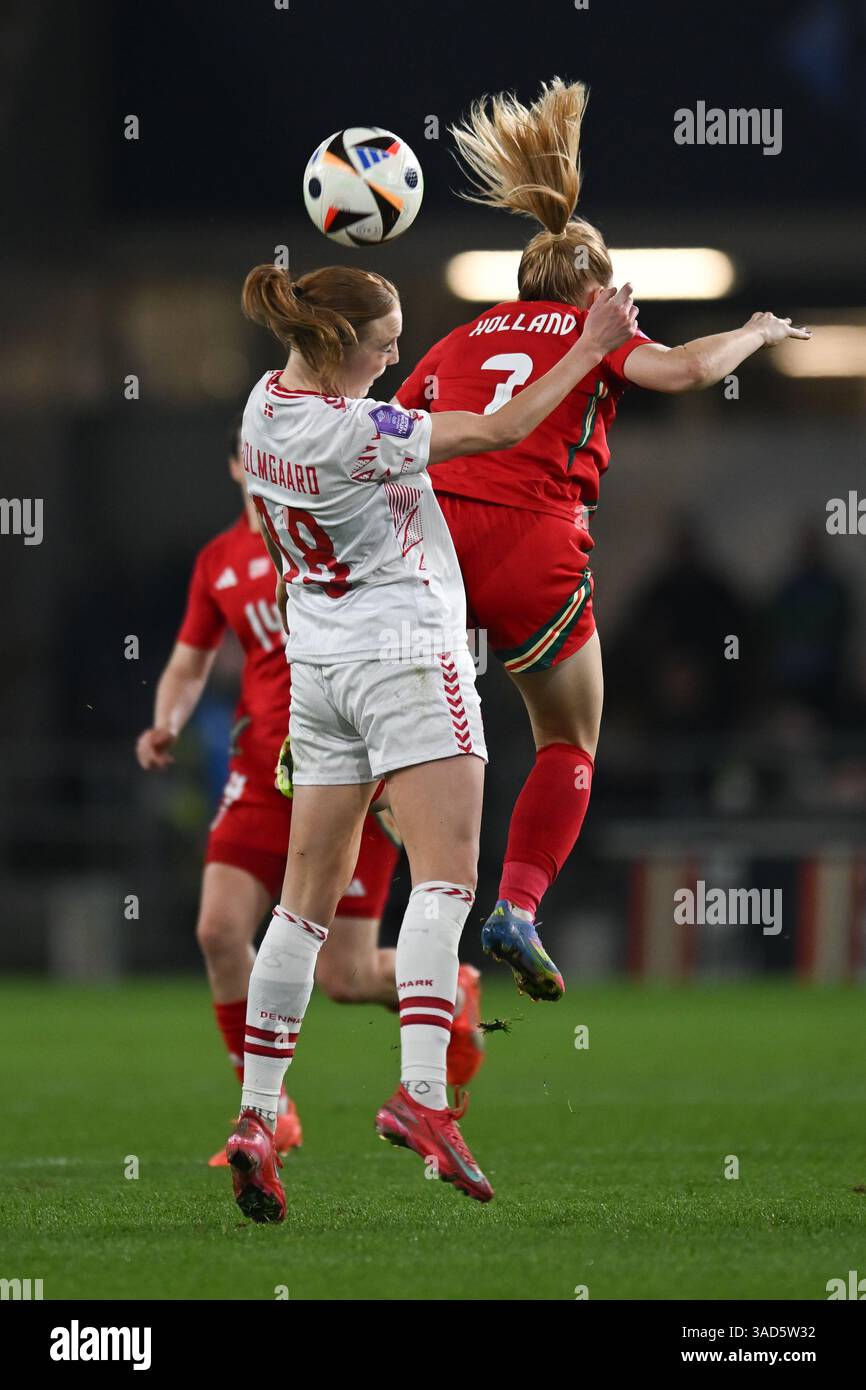 Pays de Galles femmes vs Danemark femmes. UEFA Women's Nations League Group A4. 04/04/25 Cardiff City Stadium, Cardiff pays de Galles - Danemark femmes Banque D'Images