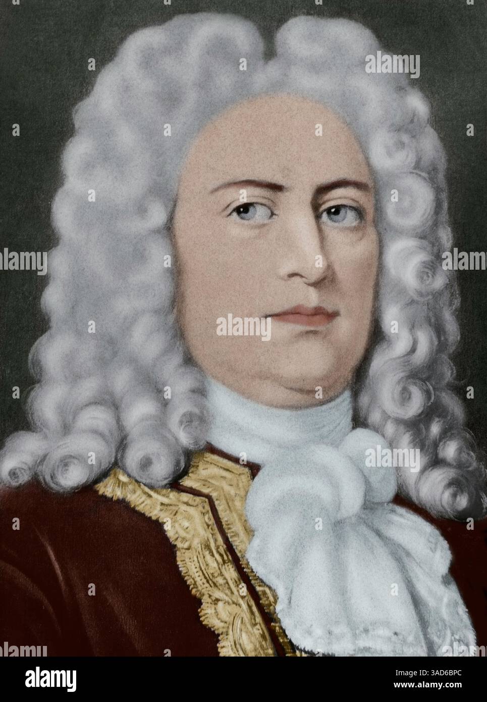 Georg Frideric Haendel (1685-1759) Compositeur germano-anglais. Portrait. Coloration ultérieure. Banque D'Images