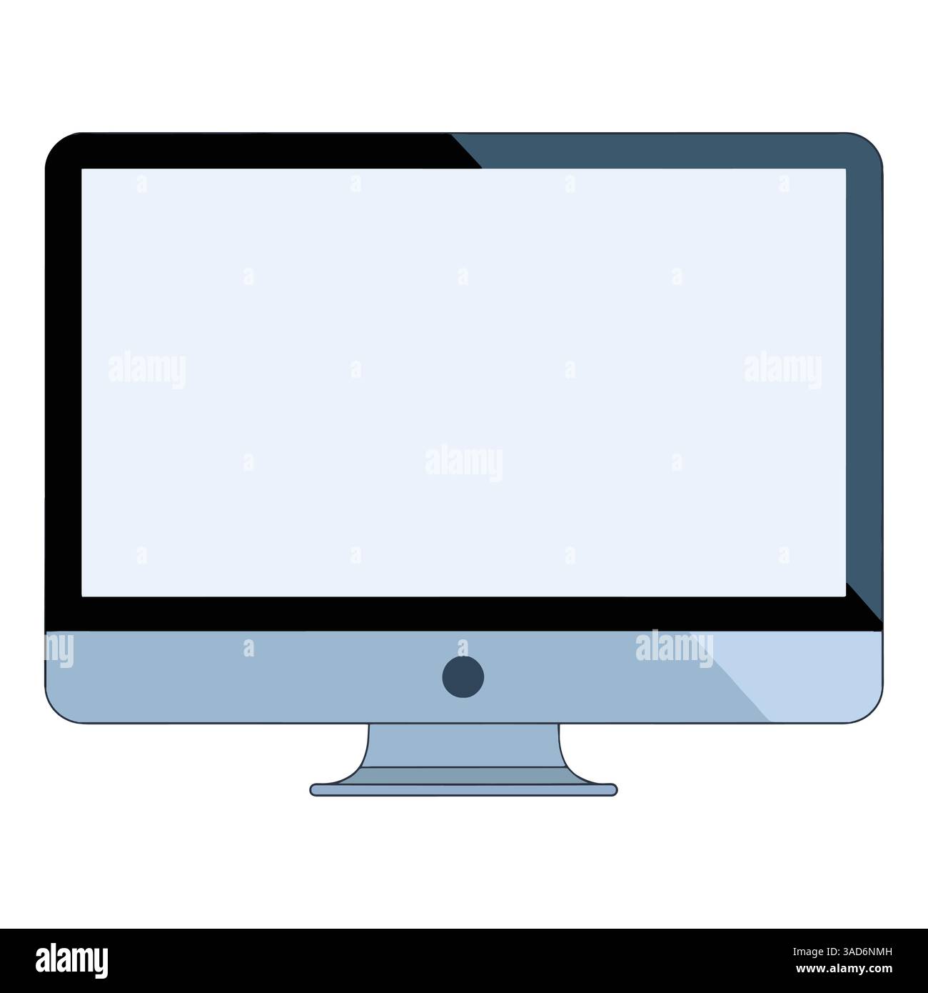 Moniteur de bureau réaliste en noir et gris, isolé sur fond blanc. Design élégant de l'écran d'ordinateur idéal pour les thèmes techniques et professionnels. V Illustration de Vecteur