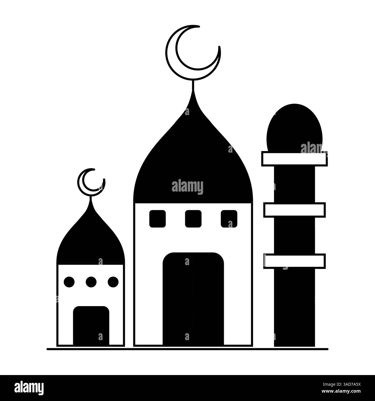 Icône de mosquée islamique, conception de culture de foi arabe, illustration vectorielle isolée de toile plate. Illustration de Vecteur