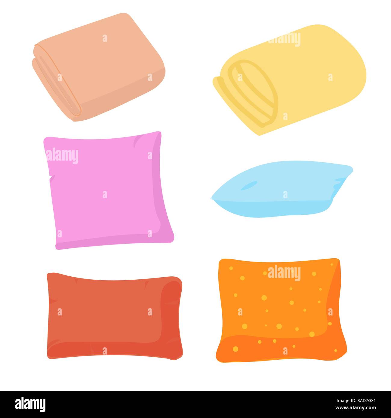 Ensemble d'oreillers et de couvertures isolés avec différentes formes. Illustration de Vecteur