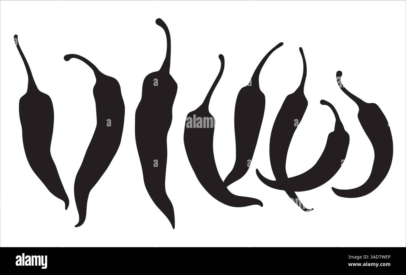 Ensemble de silhouettes de piment chaud, isolé. Illustration vectorielle parfaite pour les thèmes culinaires, les conceptions liées aux épices et les projets alimentaires. Idéal pour la publicité Illustration de Vecteur Ensemble de silhouettes de piment chaud, isolé. Illustration vectorielle parfaite pour les thèmes culinaires, les conceptions liées aux épices et les projets alimentaires. Idéal pour la publicité Illustration de Vecteur