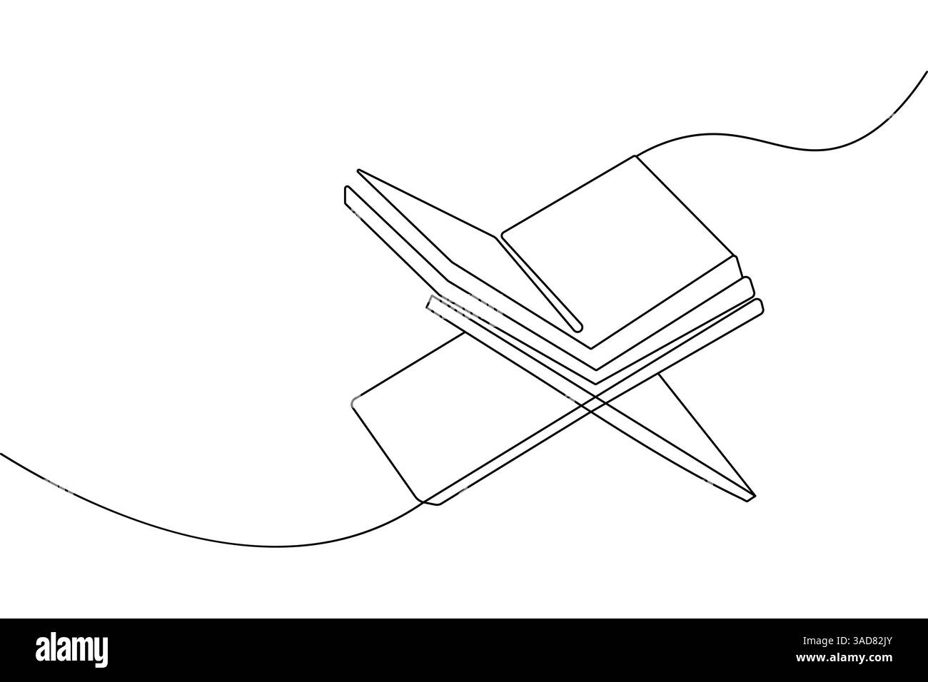 Quran dessin d'une ligne de l'icône vectorielle minimaliste avec fond noir et blanc Illustration de Vecteur