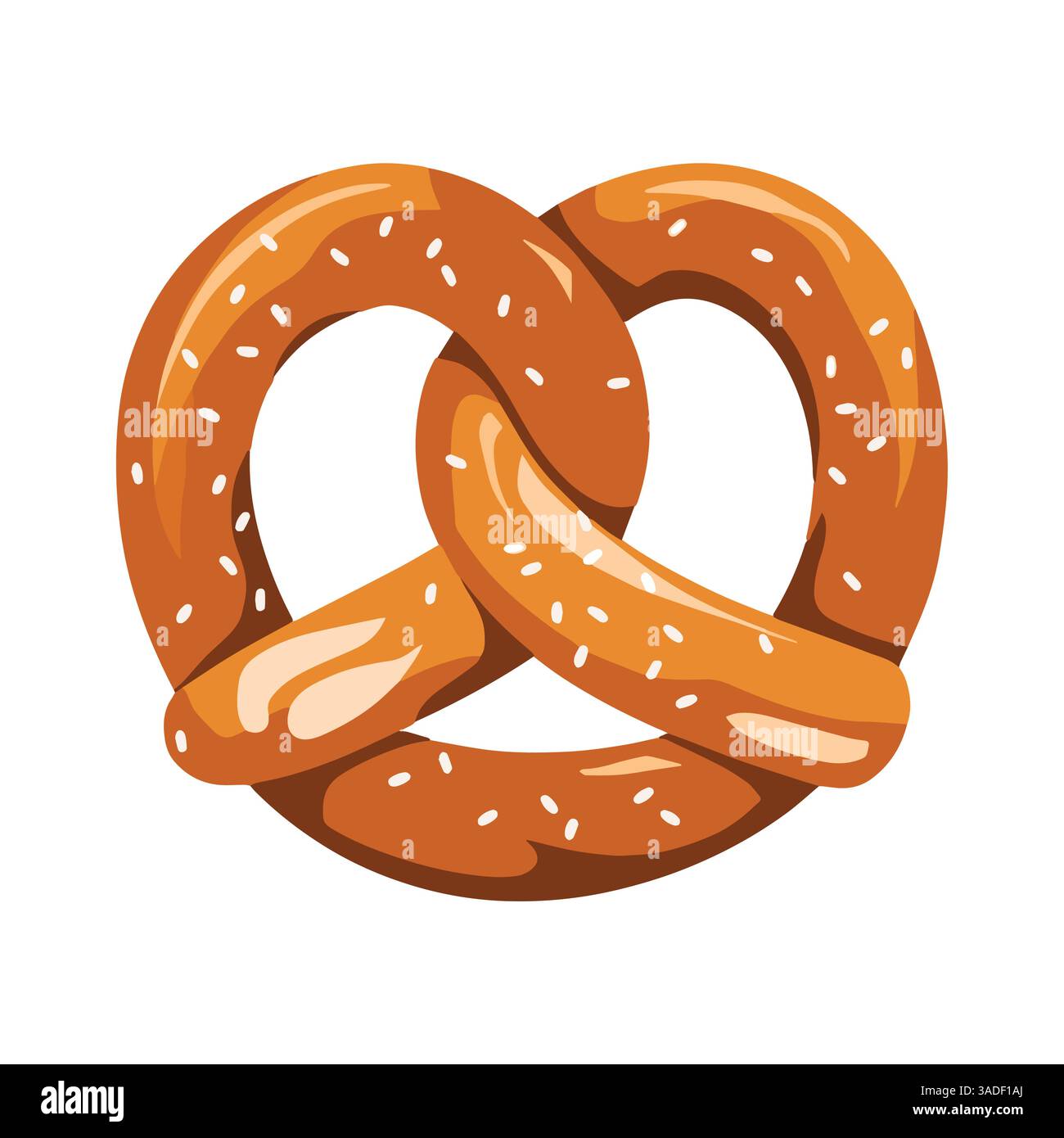 Délicieux bretzel, isolé sur un fond blanc. Idéal pour les designs sur le thème de la nourriture et des collations. Illustration de Vecteur