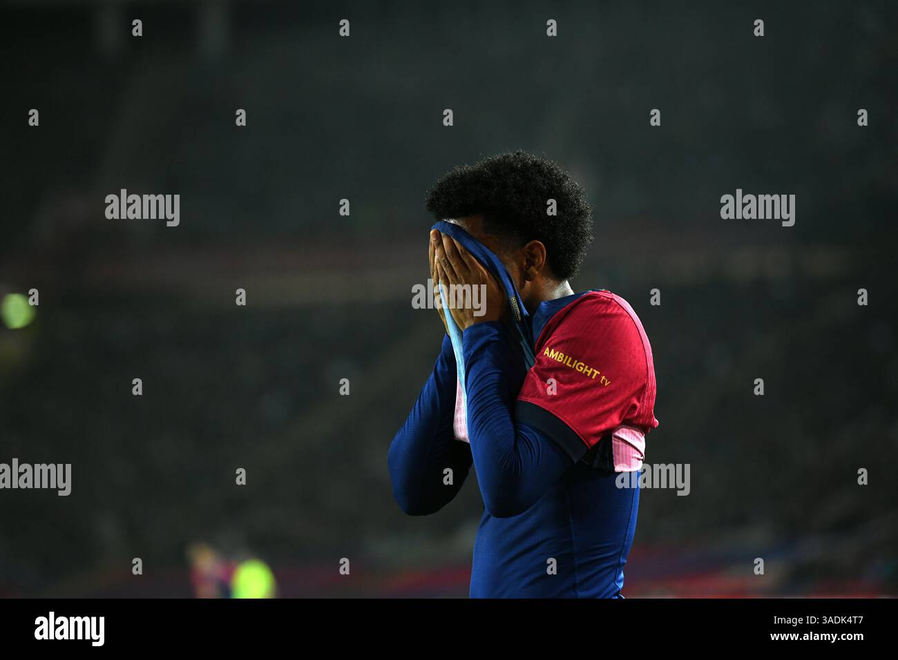 Barcelone, ESP. 05th Apr, 2025. FC BARCELONE vs REAL BETIS 5 avril 2025 Alejandro Balde (3) du FC Barcelone lors du match entre le FC Barcelone et le Real Betis correspondant à la trente journée de la Liga EA Sports au stade Olimpic Lluis Companys de Montjuïc à Barcelone, Espagne. Crédit : Rosdemora/Alamy Live News Banque D'Images
