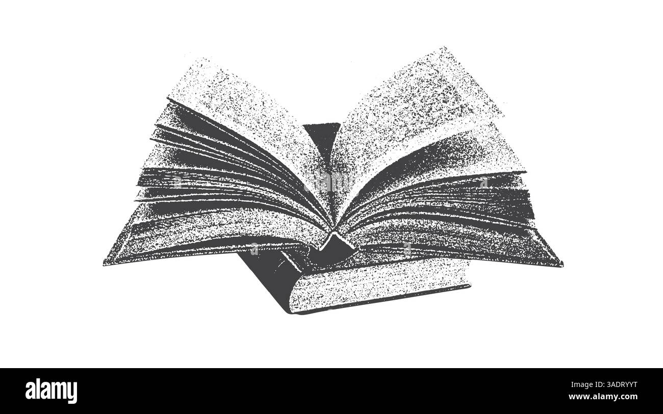 Livre, élément de collage d'effet photocopie stipple antique, avec texture granuleuse rétro y2k design de collage Illustration de Vecteur