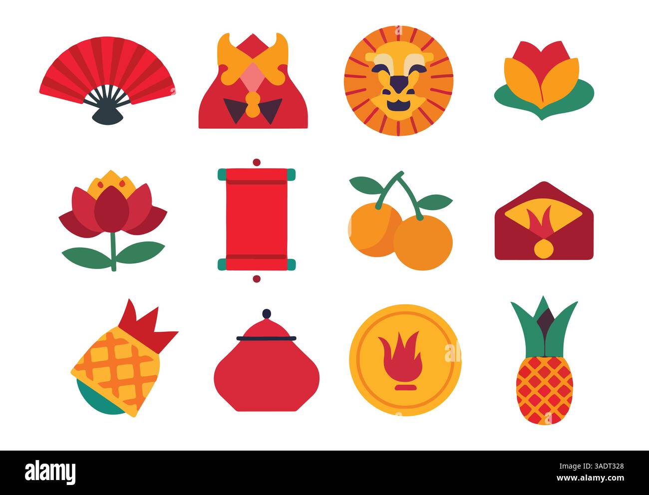 Ensemble vectoriel d'éléments de décoration du nouvel an lunaire. Icônes isolées du nouvel an chinois, parfaites pour les designs et les célébrations festives. Illustration de Vecteur Ensemble vectoriel d'éléments de décoration du nouvel an lunaire. Icônes isolées du nouvel an chinois, parfaites pour les designs et les célébrations festives. Illustration de Vecteur